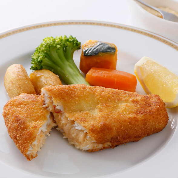 銀座みかわやの高級冷凍食品「舌平目かに肉包揚げ」。銀座の名店シリーズ「銀ぶらグルメ」