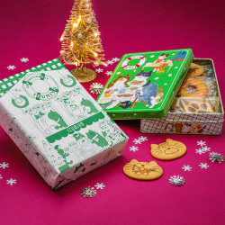 ＜泉屋＞ねこ缶【365日クッキーがつづる幸せ】クリスマスバージョン