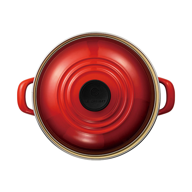 ル・クルーゼグリルパン丸型チェリーレッドアメリカ購入稀少デザイン美品