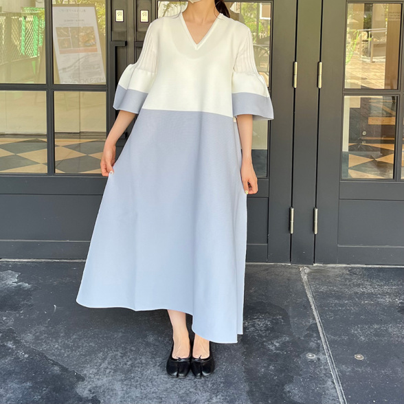 ＜CFCL＞POTTERY SHORT BELL SLEEVE FLARE DRESS