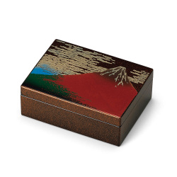 ＜会津塗＞華小箱 梨地 赤富士