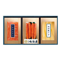 ＜鳴海屋＞三点セット（あごだしめんたい・いかめんたい・味付数の子）