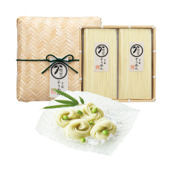 【理由あり特別品_賞味期限間近】＜甚助＞小豆島そうめん「枝豆」（秋田県産枝豆使用）（3450MEG）