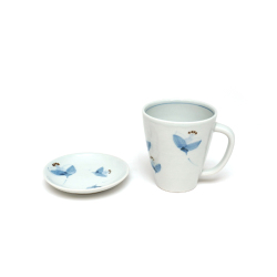 ＜五松園窯＞飛び花マグカップ＆豆皿セット