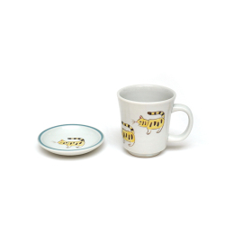 ＜清月窯＞マグカップ＆豆皿 セット 張子の虎