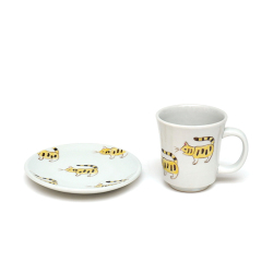 ＜清月窯＞マグカップ＆小皿 セット 張子の虎