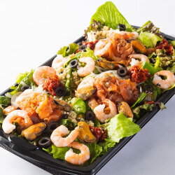 ＜サラダデリ マルゴ＞パーティサラダプレート エビ＆ムール貝＆サーモンの地中海の風salad