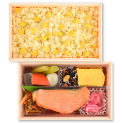＜築地魚弁＞季節の炊き込みご飯と銀ざけ酒肴焼弁当