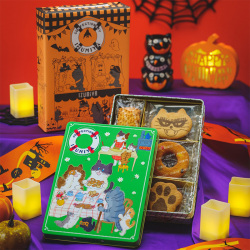 ＜泉屋東京店＞ねこ缶（365日クッキーがつづる幸せ）ハロウィンバージョン【店頭受取】